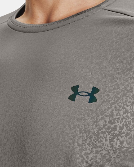 Men's UA RUSH™ HeatGear® 2.0 Emboss Short Sleeve, Gray, pdpMainDesktop image number 4